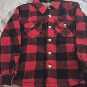 Eddie Bauer Kids Sherpa Lined Plaid Flannel Shacket